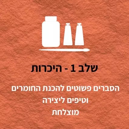 כרטיס שלב 1 - היכרות, עם איור צבעים ומכחול