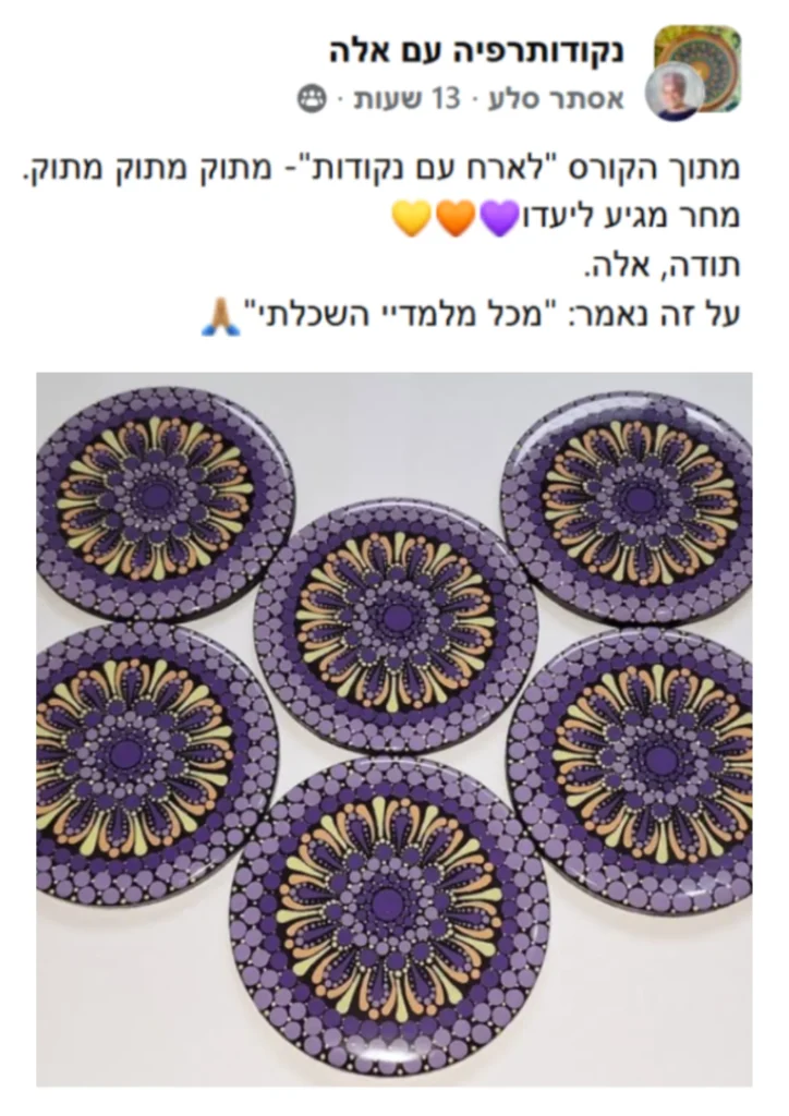 פוסט של תלמידה מהקורס לארח עם נקודות, עם תחתיות של מנדלות מנוקדות